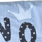 Preview: Namenskissen Sterne navy mit Krone hellblau