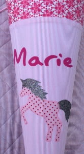 Schultüte Glitzer Einhorn, Rosa Blumen