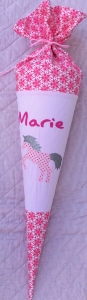 Schultüte Glitzer Einhorn, Rosa Blumen