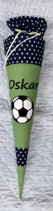 Schultüte Fußball Grün/Dunkelblau Westfalenstoffe