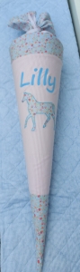 Schultüte Rosa/Blau mit Pferd Westfalenstoffe