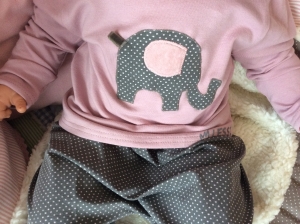 Preview: T-Shirt altrosa. Elefant Taupe/ rosa Punkte