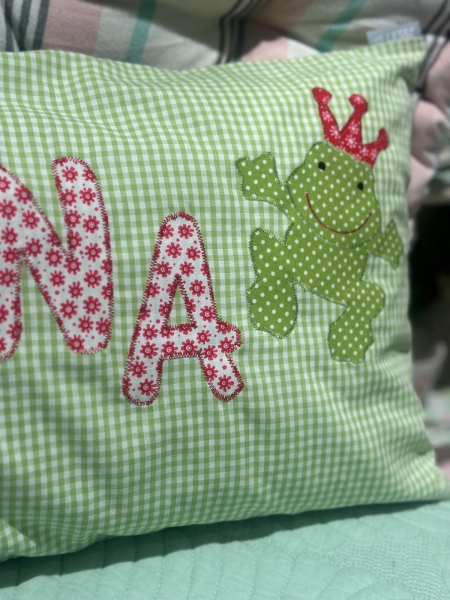 Namenskissen Frosch pink