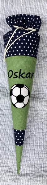 Schultüte Fußball Grün/Dunkelblau Westfalenstoffe