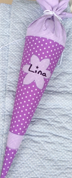 Schultüte lila Blume